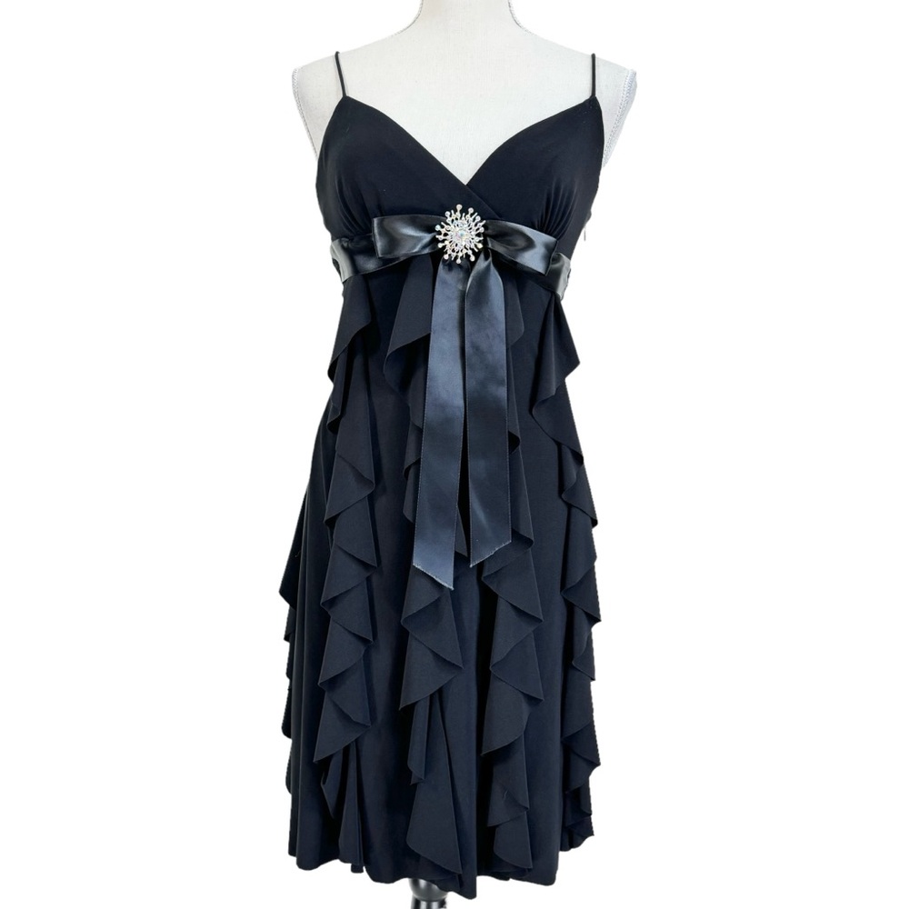 Vintage Cache Ruffle Babydoll Cocktail Dress Size 4 Y2K Prom Party Evening